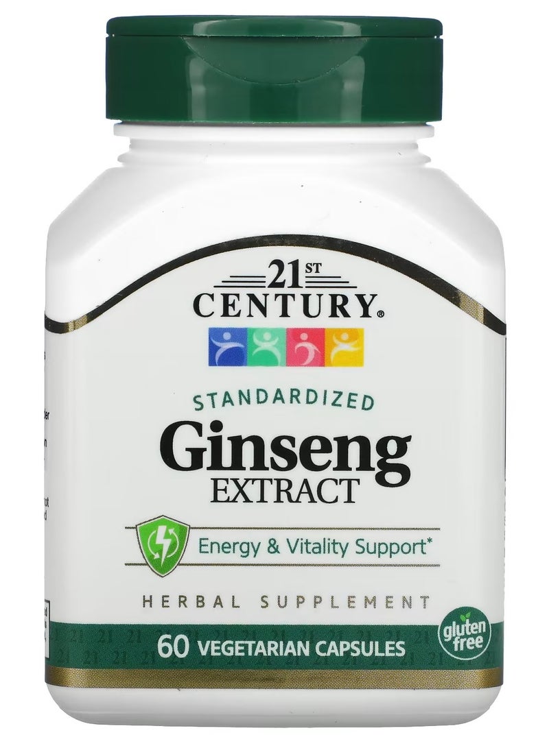 القرن الحادي والعشرون القرن الحادي والعشرين، مستخلص الجينسنغ الموحد، 60 كبسولة نباتية (100 ملغ لكل كبسولة) - Image 1