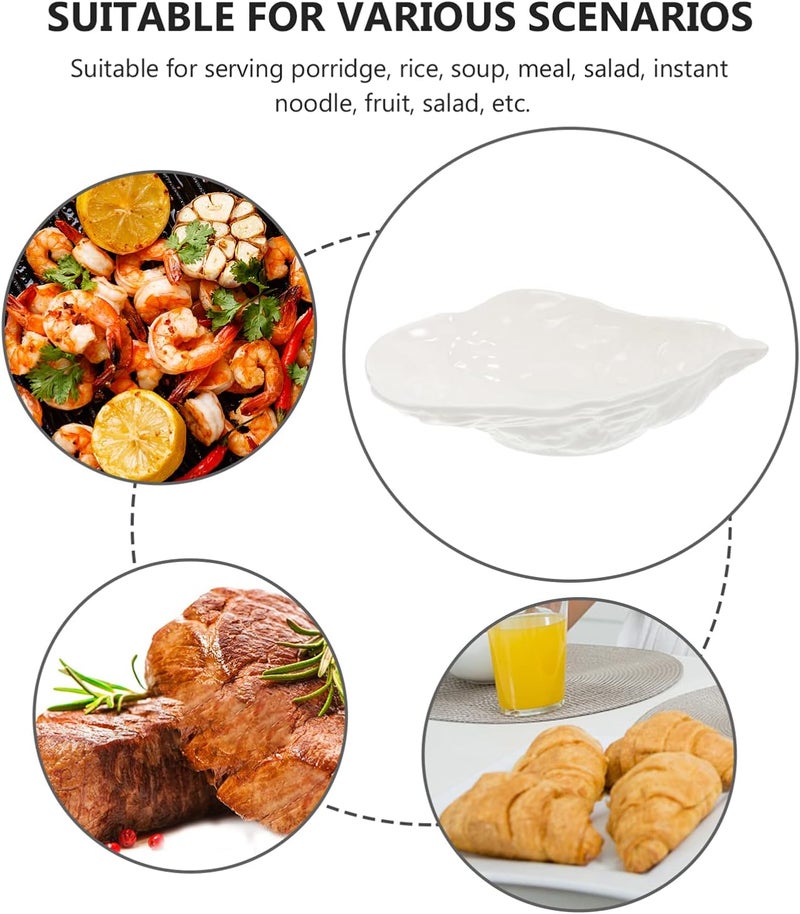 Hemoton Ceramic Serving Bowl Oyster Shells Decorative Bowl Ceramic Tasting Dishes Soup Bowl 8 inch - Image 5