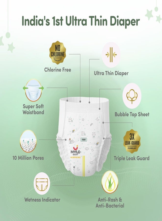 Mylo Baby AirPrime Premium Diaper Pants Small (S) Size (4–8 kgs) (26 Count) Leak Proof | Ultra-Thin & Breathable | Up to 12 Hours Protection | No Rashes (26 Count, Pack of 3) - Image 3
