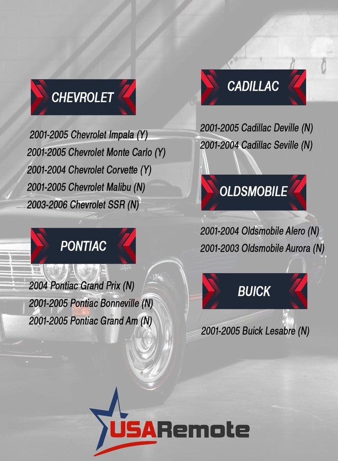 USARemote Car Key Fob Keyless Entry Remote fits Chevy Corvette Malibu SSR/Pontiac Bonneville Grand Am/Buick Lesabre/Cadillac Deville Seville/Oldsmobile Alero Aurora (KOBLEAR1XT, 25695954) - Image 4