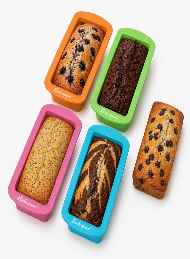 Bakerpan Silicone Mini Loaf Pans for Baking, Mini Cake Pans, 4.5 Inch Baking Pan, Reusable Baking Mold - Set of 4 - Image 1