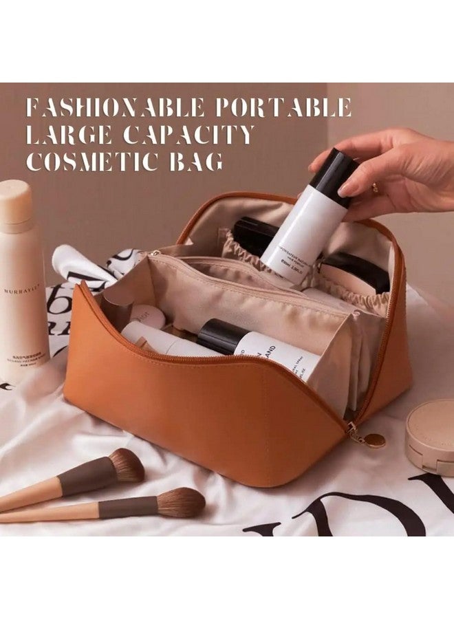 MADOWL Cosmetic Makeup Organizer Pouch Bag for Women, Wash Bag for Travel, Toilery Organizer Kit, 3 Pcs Wash Bag Set, (Cross Bags, Brown) - Image 3