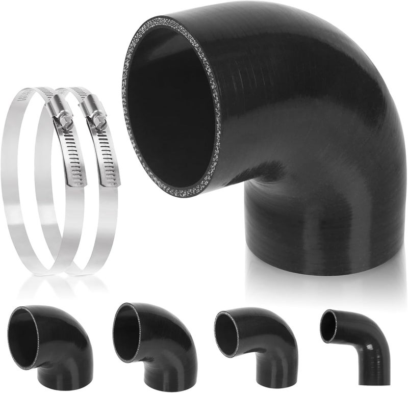 Glarks 90 Degree Elbow Silicone Hose with T-Bolt Clamps - Image 1