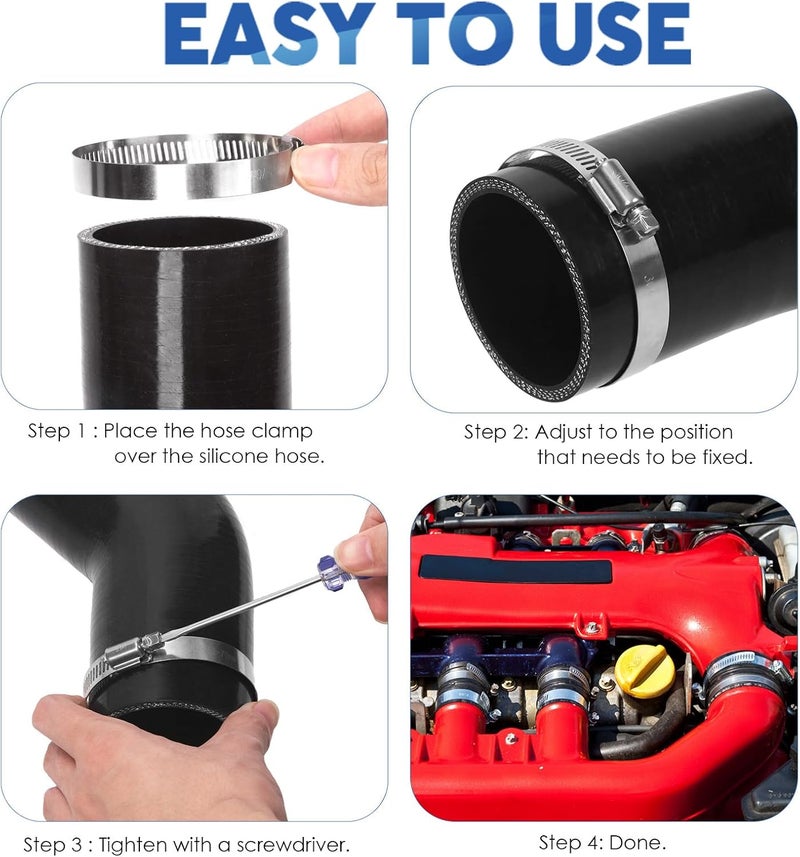 Glarks 90 Degree Elbow Silicone Hose with T-Bolt Clamps - Image 4