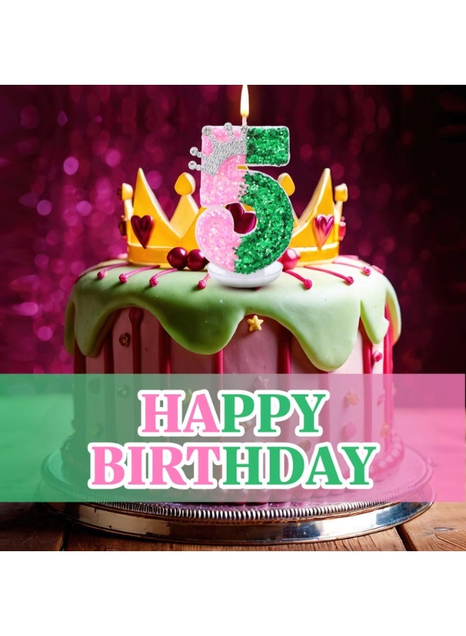 Birthday Number Candles,Pink Crown Birthday Candles for Cake,Glitter Number Candle Cake Topper with Sequins for Girls,Women, Anniversary Celebrations Supplies  - Image 3