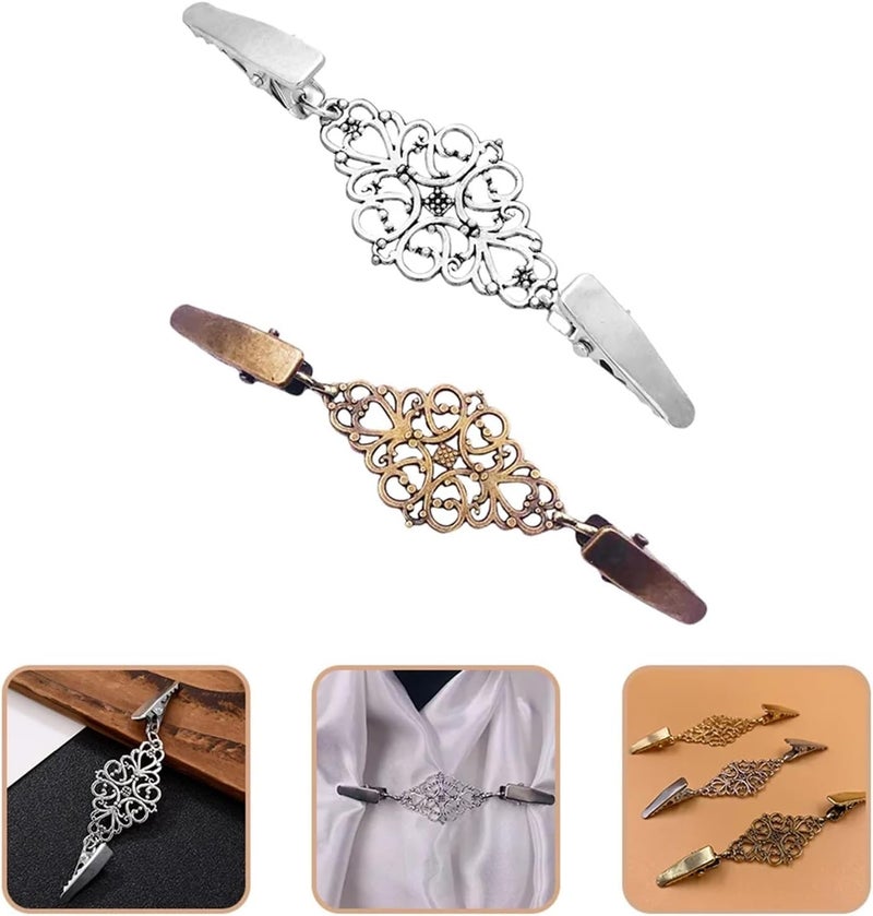 30pcs Retro Brooch Clip Ladies Sweaters Vintage Shawl Clips European and American Dress Shirt Alloy Women's Collar Clasp(Silver) - Image 4