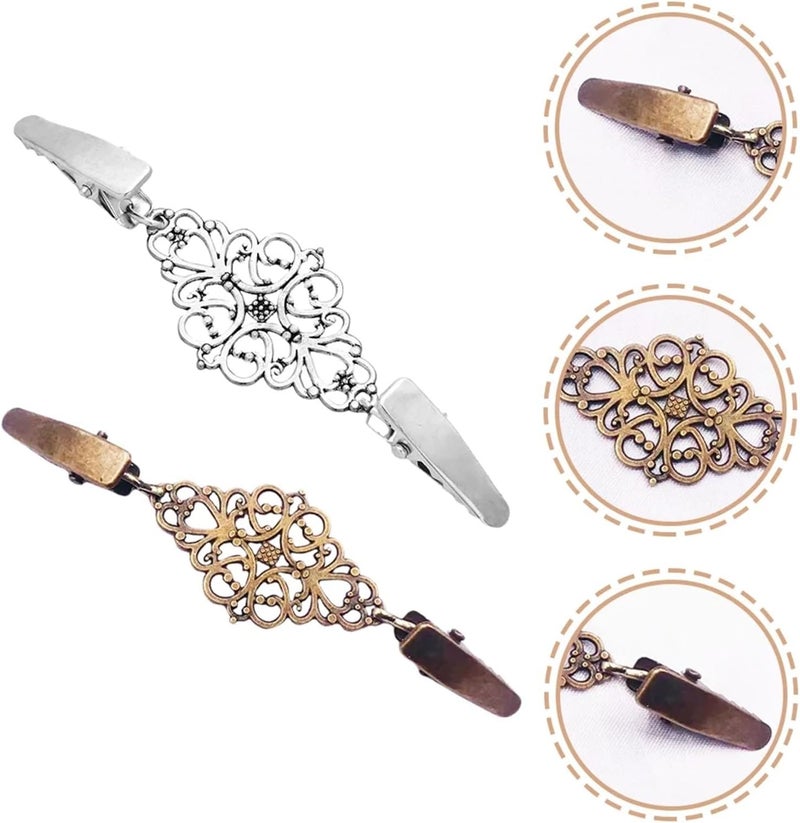 30pcs Retro Brooch Clip Ladies Sweaters Vintage Shawl Clips European and American Dress Shirt Alloy Women's Collar Clasp(Silver) - Image 5
