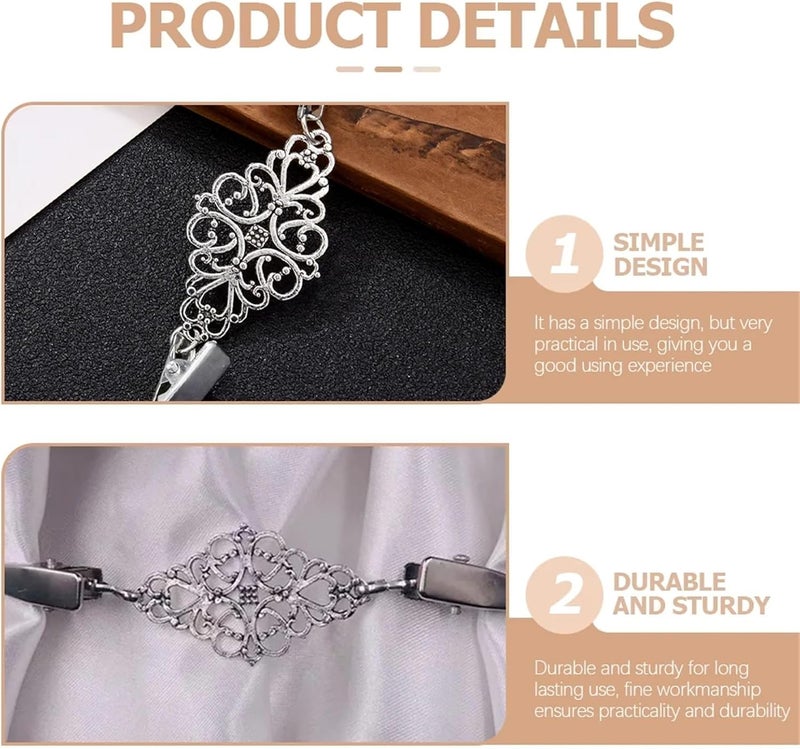 30pcs Retro Brooch Clip Ladies Sweaters Vintage Shawl Clips European and American Dress Shirt Alloy Women's Collar Clasp(Silver) - Image 2