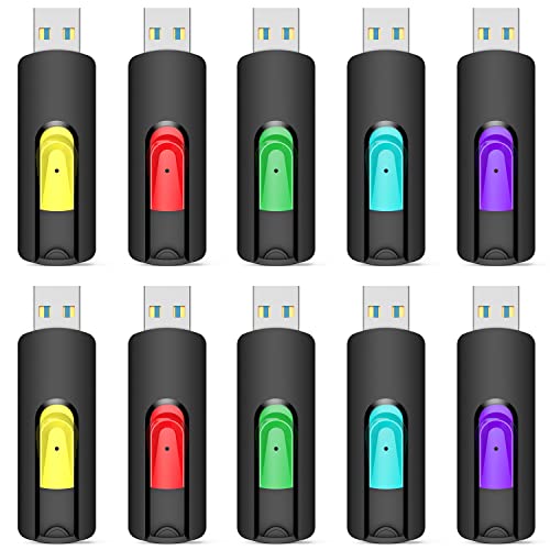 Aiibe 32GB USB 3.0 Flash Drive 10 Pack 32GB USB Flash Drives Thumb Drive USB Memory Stick USB Drive for Data Storage (32 GB, 5 Mixed Colors) - Image 1