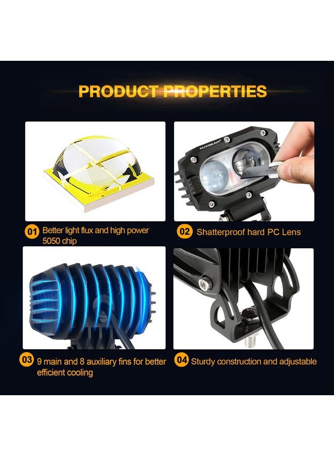 Auxbeam 4 بوصة 60 واط مصباح LED للشاحنة، شعاع ضوء قيادة خارج الطريق فائق السطوع 2 قطعة مصباح مكعب للدراجة النارية، ATV، UTV، SUV، قارب، جيب - Image 4