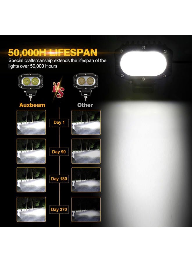 Auxbeam 4 بوصة 60 واط مصباح LED للشاحنة، شعاع ضوء قيادة خارج الطريق فائق السطوع 2 قطعة مصباح مكعب للدراجة النارية، ATV، UTV، SUV، قارب، جيب - Image 3