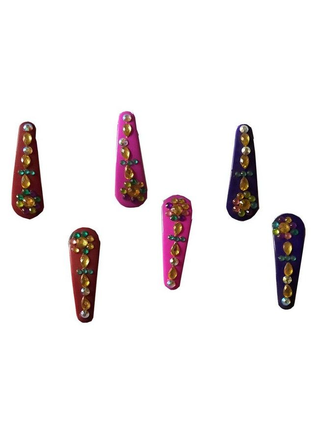 advancedestore Tic Tac Hair Clips Hair Accessories For Women And Girls Multy Colour Stone Flower Tick Tak Clipsm16 Pairs(12 Pieces) - Image 3