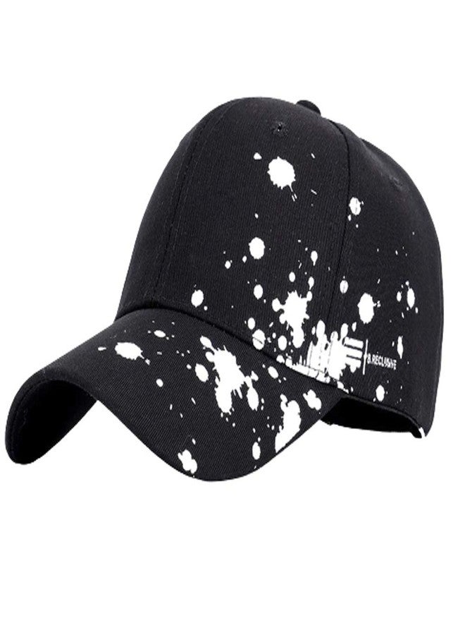 Niue Girl's Graffiti Dots Splashing Ink Snapback Fashion Sports Hats Hip hop Cap(Black & White)-(Pack of 01) - Image 1