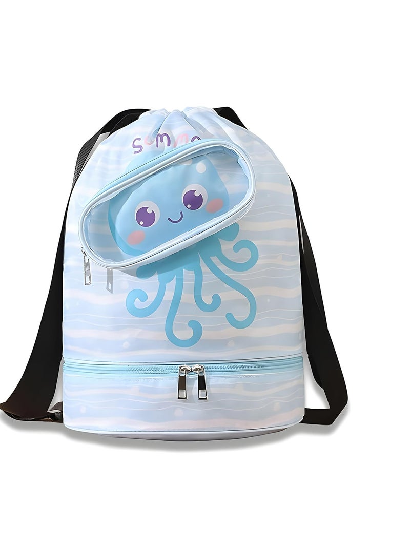 CMGTYYD. حقيبة سباحة للأطفال، حقيبة سباحة كبيرة السعة لحيوانات كرتونية لطيفة للسباحة، حقيبة ظهر رياضية محمولة للسباحة، حقيبة شاطئ مقاومة للماء مع حجرة للأحذية، مناسبة لصالة الألعاب الرياضية على الشاطئ والمسبح - Image 1