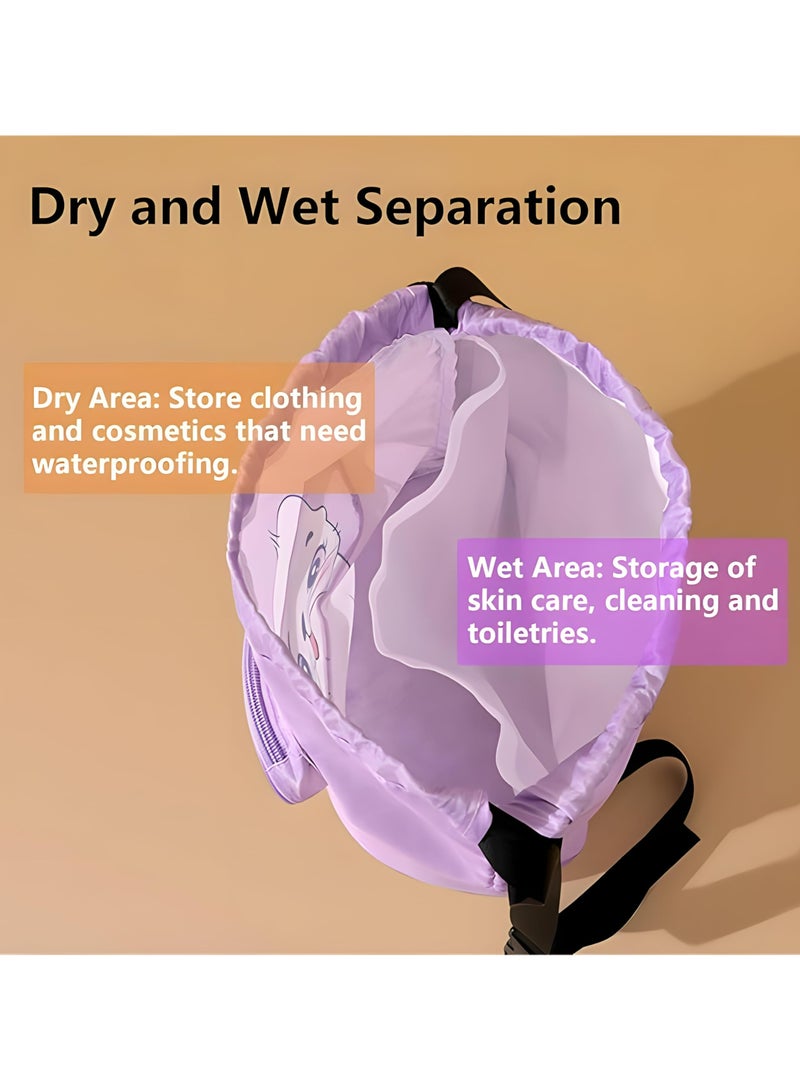 CMGTYYD. حقيبة سباحة للأطفال، حقيبة سباحة كبيرة السعة لحيوانات كرتونية لطيفة للسباحة، حقيبة ظهر رياضية محمولة للسباحة، حقيبة شاطئ مقاومة للماء مع حجرة للأحذية، مناسبة لصالة الألعاب الرياضية على الشاطئ والمسبح - Image 4