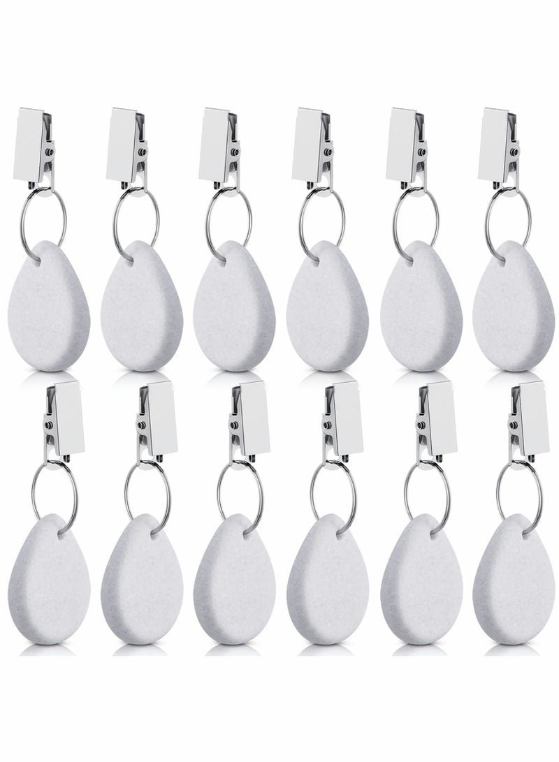 Zikra 12 Pieces Teardrop Shape Tablecloth Weights with Metal Clips - White Stone Table Cover Hangers for Family Dinners, Outdoor Picnics, and Table Decoration. - Image 2