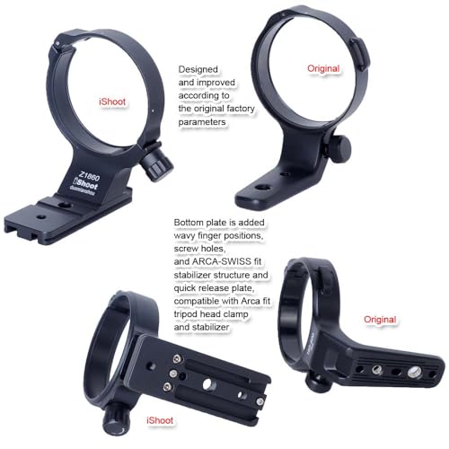 iShoot Metal Lens Collar Tripod Mount Ring Compatible with Nikon Nikkor Z 180-600mm F5.6-6.3 VR, Lens Support Holder Bracket Bottom Arca-Swiss Fit Quick Release Plate for Arca Clamp Head & Stabilizer - Image 5