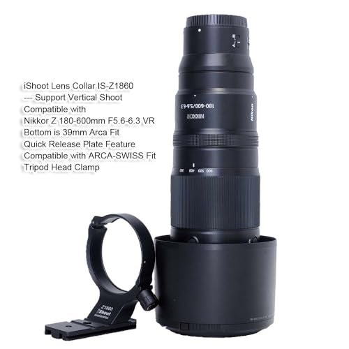 iShoot Metal Lens Collar Tripod Mount Ring Compatible with Nikon Nikkor Z 180-600mm F5.6-6.3 VR, Lens Support Holder Bracket Bottom Arca-Swiss Fit Quick Release Plate for Arca Clamp Head & Stabilizer - Image 3