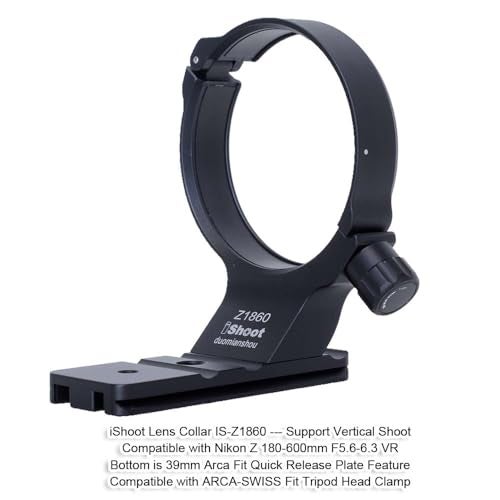 iShoot Metal Lens Collar Tripod Mount Ring Compatible with Nikon Nikkor Z 180-600mm F5.6-6.3 VR, Lens Support Holder Bracket Bottom Arca-Swiss Fit Quick Release Plate for Arca Clamp Head & Stabilizer - Image 2