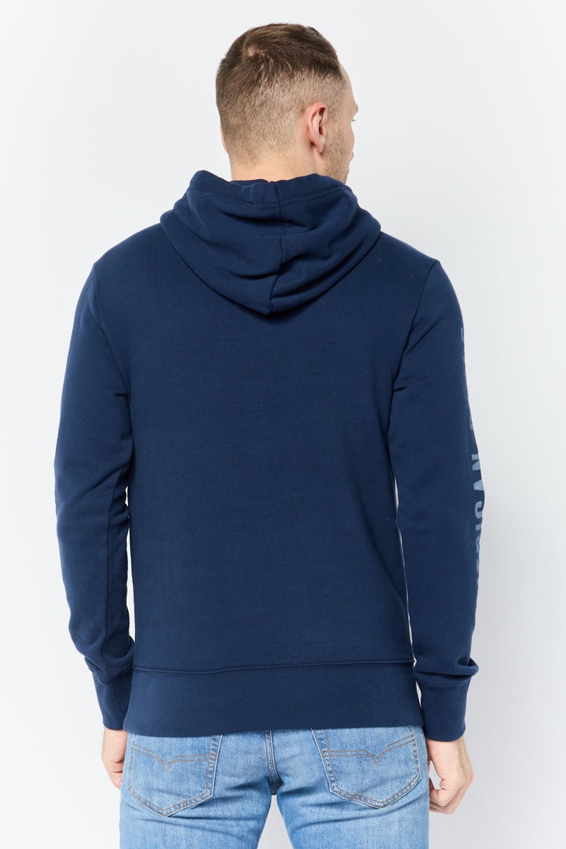 American Eagle Men Brand Logo Long Sleeves Hoodie, Navy - Image 4
