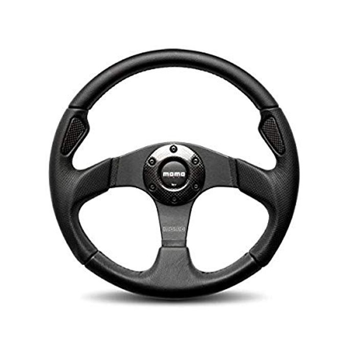 MOMO Jet35Bk0B Jet Black 350 Mm Leather Steering Wheel - Image 4