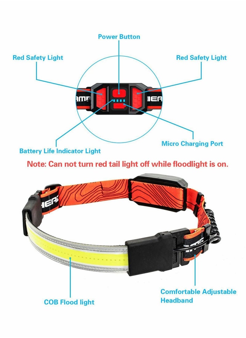 KASTWAVE - Rechargeable Headlamp Flashlight, Bright LED Wide Beam Head Lamp with Adjustable Headband for Adults & Kid, 500Lumen, Red Tail Light, Lightweight Headlight for Camping, Trail Running, Fishing, Hiking - Image 1