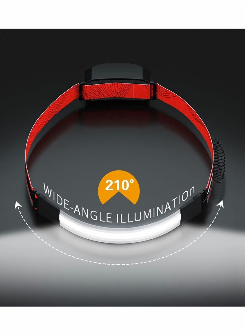 KASTWAVE - Rechargeable Headlamp Flashlight, Bright LED Wide Beam Head Lamp with Adjustable Headband for Adults & Kid, 500Lumen, Red Tail Light, Lightweight Headlight for Camping, Trail Running, Fishing, Hiking - Image 1