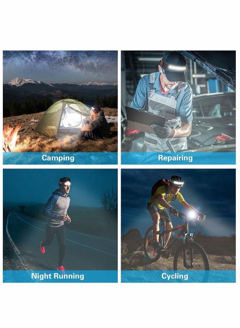 KASTWAVE - Rechargeable Headlamp Flashlight, Bright LED Wide Beam Head Lamp with Adjustable Headband for Adults & Kid, 500Lumen, Red Tail Light, Lightweight Headlight for Camping, Trail Running, Fishing, Hiking - Image 1