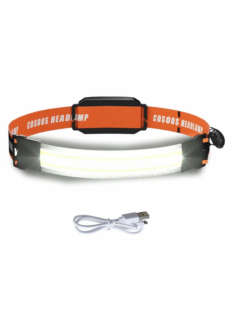 KASTWAVE - Rechargeable Headlamp Flashlight, Bright LED Wide Beam Head Lamp with Adjustable Headband for Adults & Kid, 500Lumen, Red Tail Light, Lightweight Headlight for Camping, Trail Running, Fishing, Hiking - Image 1
