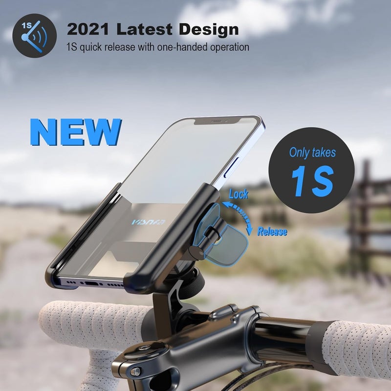 visnfa Upgraded Bike Phone Mount 360° Rotatable Universal Bicycle Motorcycle Scooter Bike Accessories Handlebar Phone Clip Holder for Any Smartphones Between 3.5 and 7.0 inches - Image 2