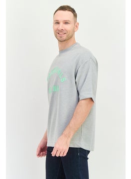 Blank Essentials Men Crew Neck Short Sleeve Brand Logo T-Shirt, Grey  - Image 2