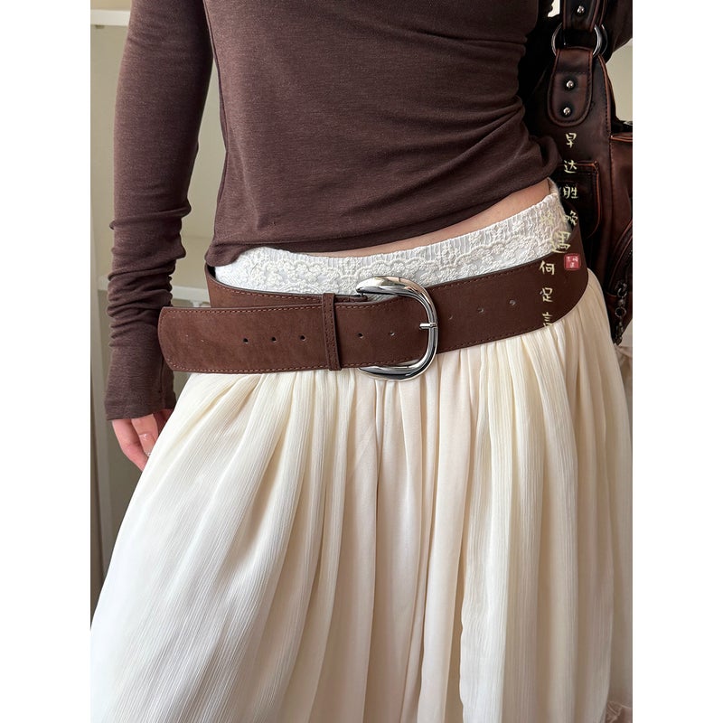 Women's Vintage Brown PU Wide Belt - Image 4