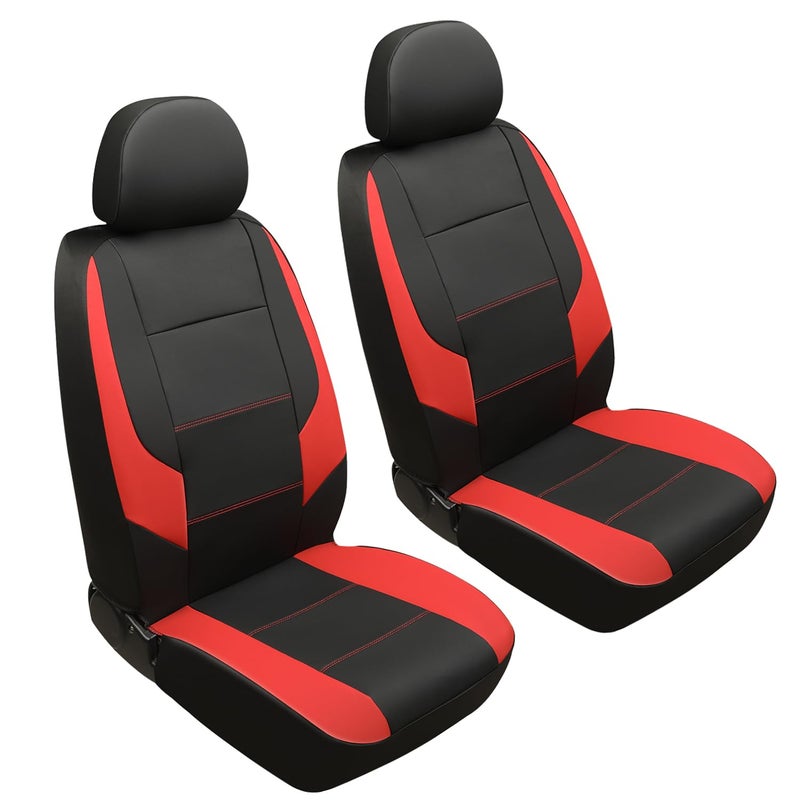 GIANT PANDA Front Car Seat Cover for Ford Leather Bucket Seat Covers Custom Fit Ford Escape Explorer Edge Mustang Bronco Sport 2Pack RedBlack