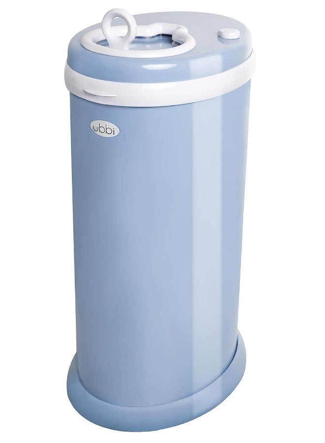 Ubbi Steel Diaper Pail, Odor Locking, No Special Bag Required, Award-Winning, Registry Must-Have, Cloudy Blue - Image 1