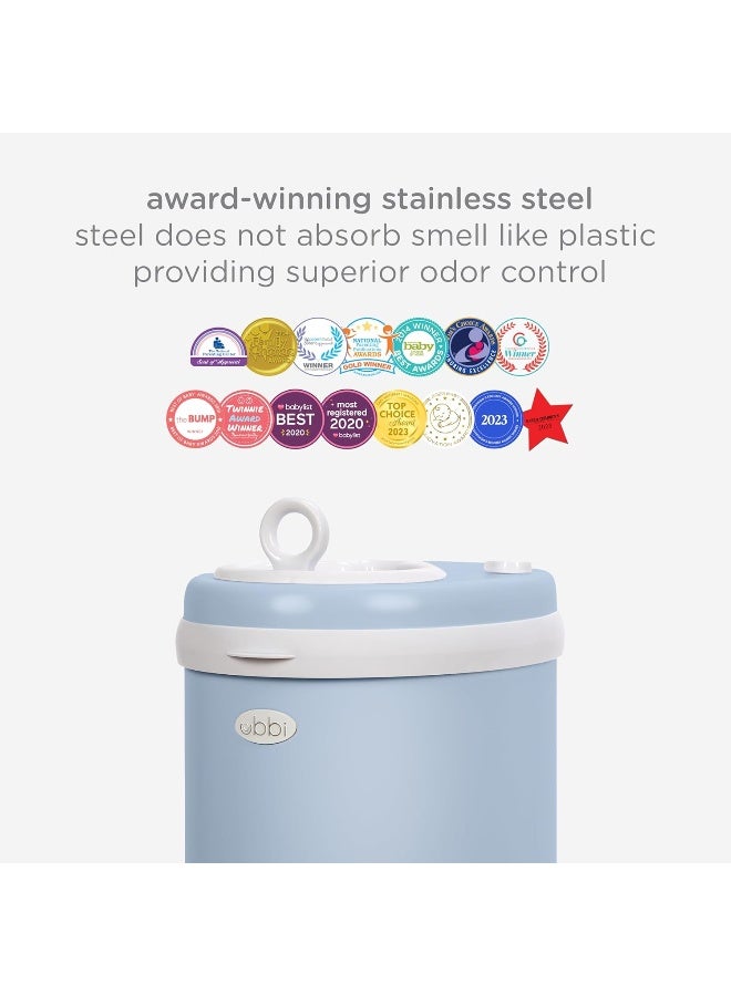 Ubbi Steel Diaper Pail, Odor Locking, No Special Bag Required, Award-Winning, Registry Must-Have, Cloudy Blue - Image 5