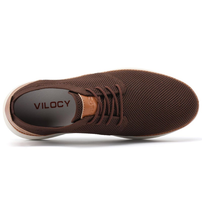 VILOCY Shoes for Mens Fashion Dress Sneakers Casual Walking Shoes Business Oxfords Comfortable Breathable Lightweight Tennis Brown,US10.5 EU43.5 - Image 4