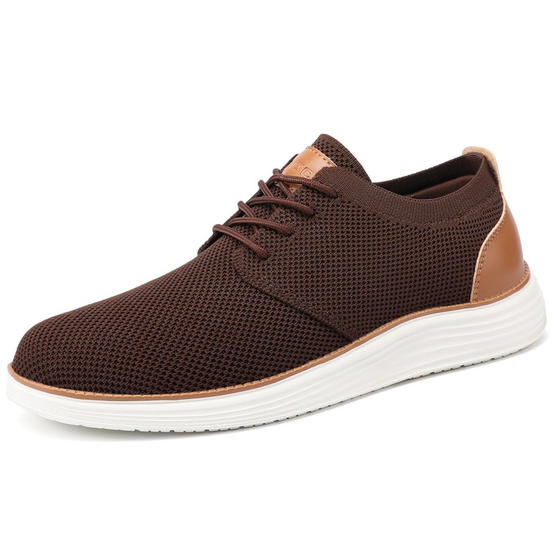 VILOCY Shoes for Mens Fashion Dress Sneakers Casual Walking Shoes Business Oxfords Comfortable Breathable Lightweight Tennis Brown,US10.5 EU43.5 - Image 2