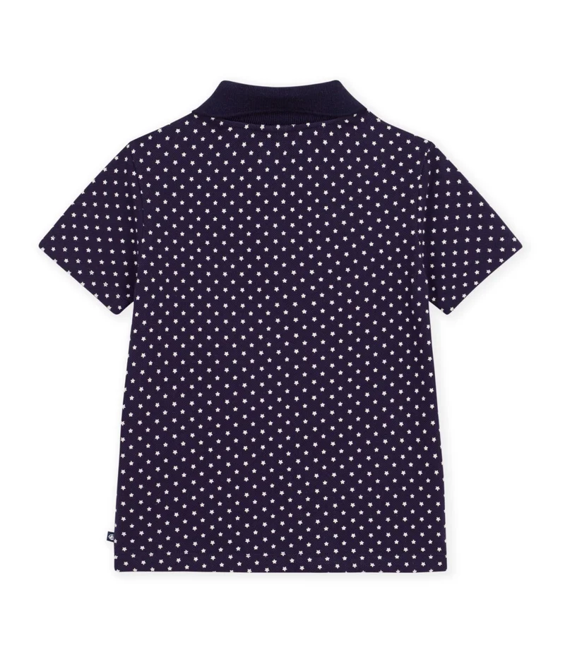 بيتي باتو Children's Cotton Polo Shirt With Short Sleeves And A Star Print