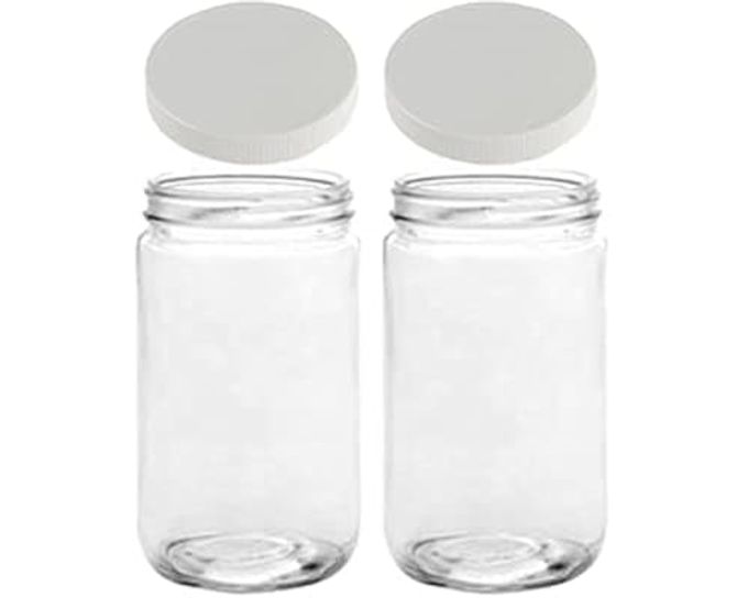 JARMING COLLECTIONS 32oz Extra Wide Mouth Glass Storage Jar with BPA-Free Plastic Lid  Quart Size Airtight Mason Jar for Kitchen, Pantry, and Food Storage (Set of 2) - Image 1