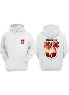 Unisex Ac Dc Black Ice Design Front Back Printed Regular Fit White Sweatshirt