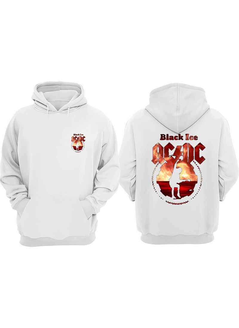 The Wert - Unisex Ac Dc Black Ice Design Front Back Printed Regular Fit White Sweatshirt - Image 1