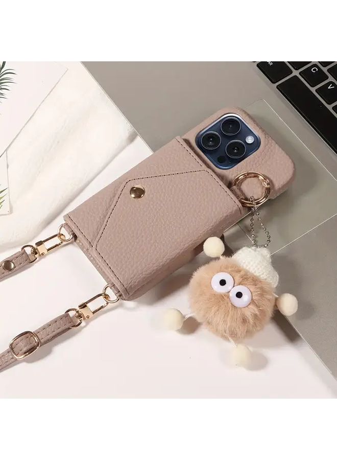 Leather Wallet Case With Card Slot Makeup Mirror For iPhone 14 Pro Deep Blue - Image 5