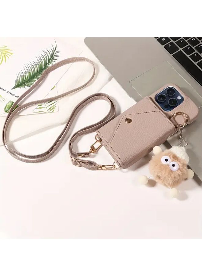 Leather Wallet Case With Card Slot Makeup Mirror For iPhone 14 Pro Deep Blue - Image 1
