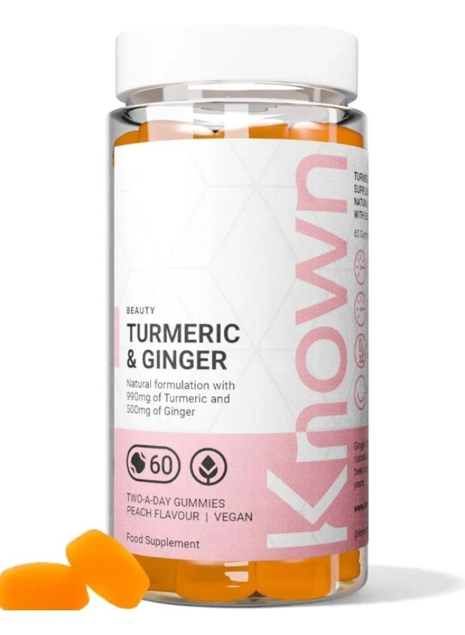 Known Turmeric & Ginger Gummies – 990 mg Turmeric, 500 mg Ginger, Natural Peach Flavour, Vegan Anti‑Inflammatory & Digestive Support – 60 Gummies, 1 Month Supply - Image 1