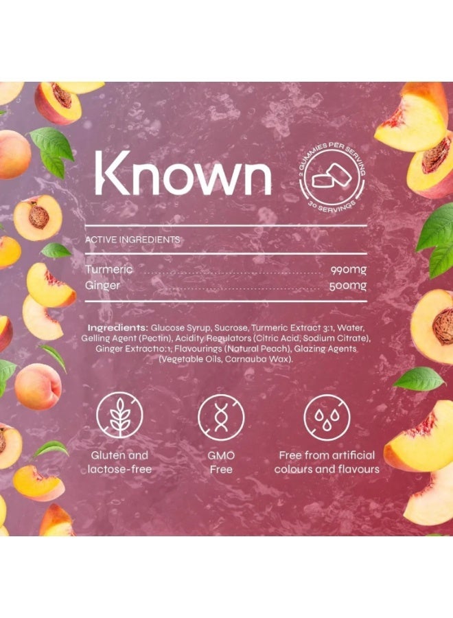 Known Turmeric & Ginger Gummies – 990 mg Turmeric, 500 mg Ginger, Natural Peach Flavour, Vegan Anti‑Inflammatory & Digestive Support – 60 Gummies, 1 Month Supply - Image 5