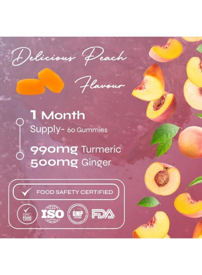 Known Turmeric & Ginger Gummies – 990 mg Turmeric, 500 mg Ginger, Natural Peach Flavour, Vegan Anti‑Inflammatory & Digestive Support – 60 Gummies, 1 Month Supply - Image 4