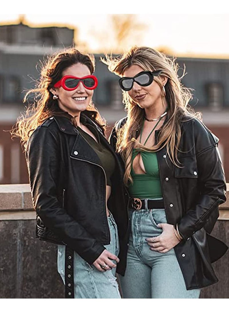 SYOSI 6 Pcs Cute Inflated Sunglasses For Women Men Oval Oversized One Piece Futuristic Thick Frame Glasses Funny Aesthetic Shades - Image 4