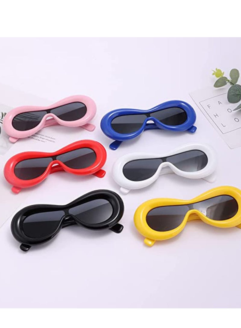 SYOSI 6 Pcs Cute Inflated Sunglasses For Women Men Oval Oversized One Piece Futuristic Thick Frame Glasses Funny Aesthetic Shades - Image 5