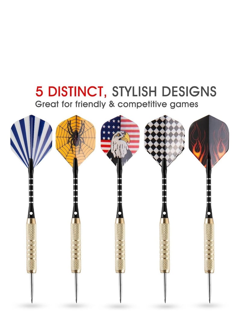 UZOPI 15 Packs Steel Tip Darts 18 Grams With Dart Sharpener And 3 Extra Flights Aluminum Shafts & Brass Barrels Levels In Every Rec Room Man Cave And Game Room  - Image 5