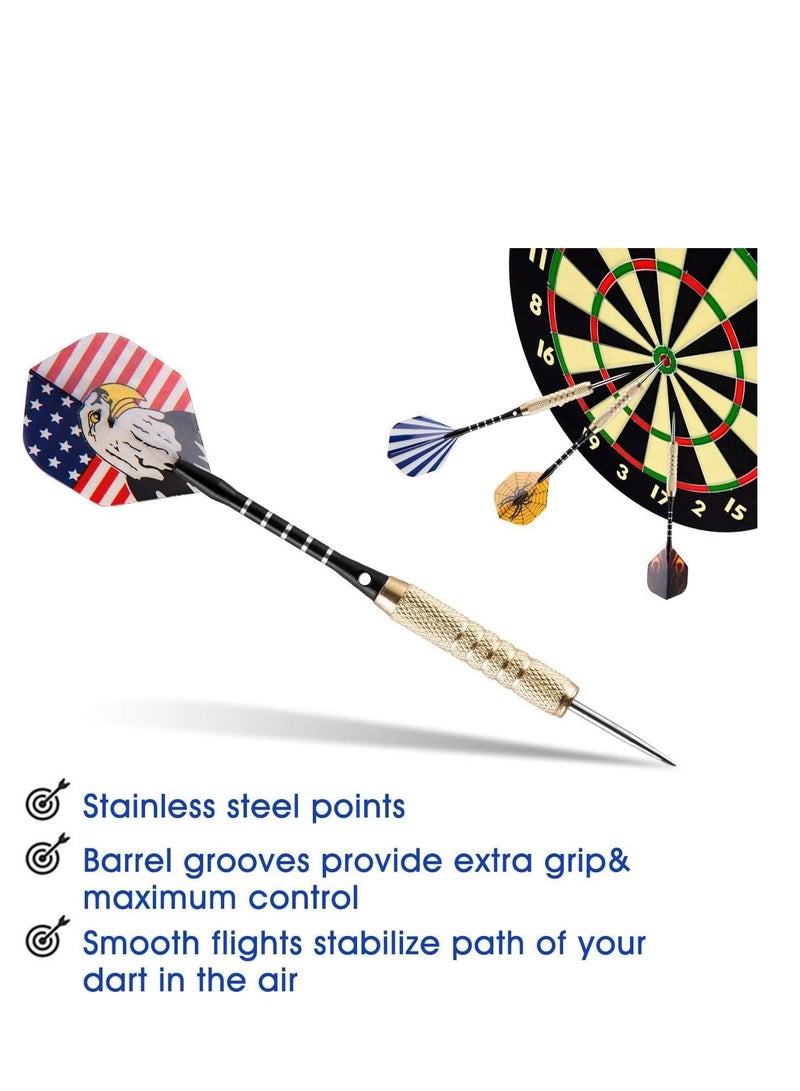 UZOPI 15 Packs Steel Tip Darts 18 Grams With Dart Sharpener And 3 Extra Flights Aluminum Shafts & Brass Barrels Levels In Every Rec Room Man Cave And Game Room  - Image 3